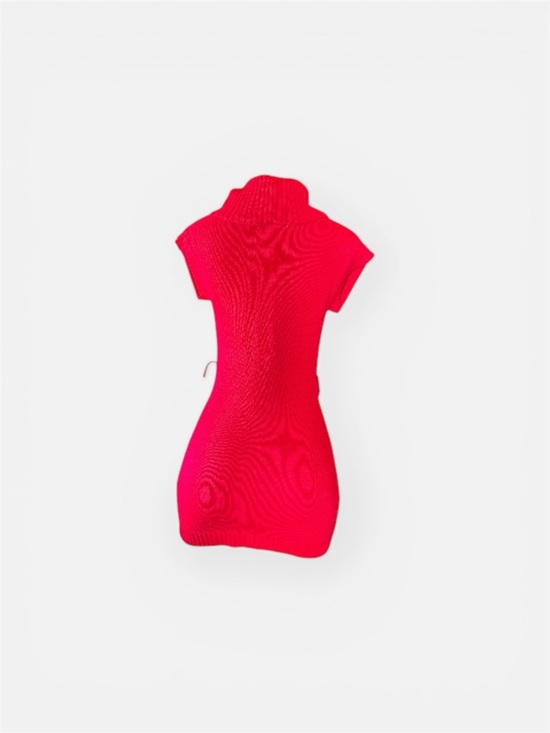 Vintage Chillipop Fitted Red Turtleneck Cable-Knit Mini Dress - Picture 8 of 13